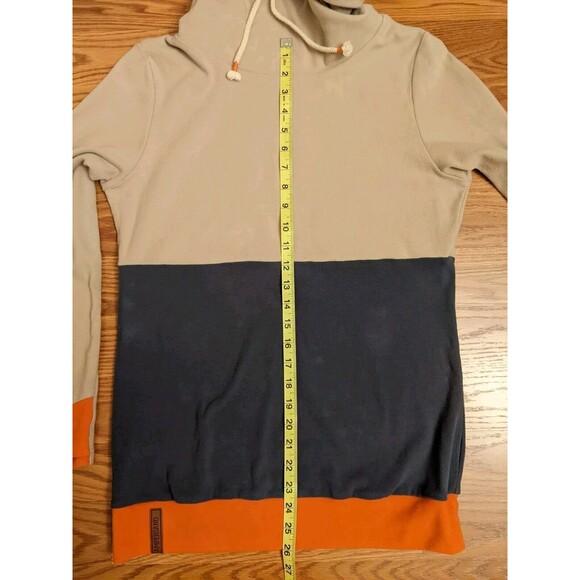 Ampersand Avenue Size M Colorblock Modern Twee Cowl Neck Sweatshirt Thumb Holes - Picture 4 of 9